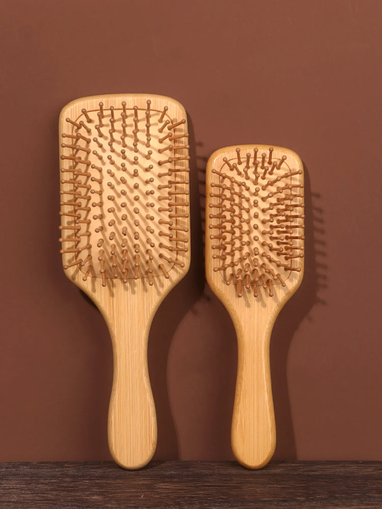 Bamboo Hairbrush Natural Wooden Anti-Static Brush Hair and Scalp Grooming Anti-Static Air Cushion Styling Tool Universal