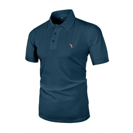 Men's Short Sleeve Summer T-Shirt with Ice Silk Lapel, Men's Top