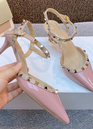 Lady autentici sandali in pelle cinturino con fibbia tacchi alti sottili scarpe alla moda Lock Gold Studs Dress Pumps 33-41 25cm White Blac