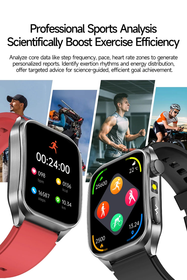 2025 Trattamento laser Tre Smartwatch alti 1.95 "Schermo curvo in zaffiro ECG + PPG Grasso nel sangue Acido urico Diagnosi salute Smartwatch platinumshop