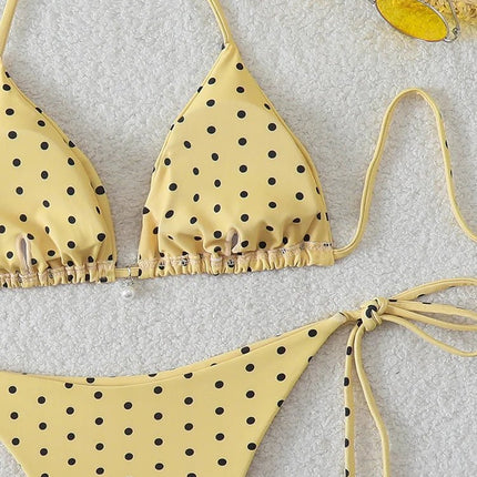 Bikini di Tendenza 2026, Costume da Bagno Sexy con Perle, Micro Bikini a Pois, Abbigliamento da Spiaggia per Donna platinumshop