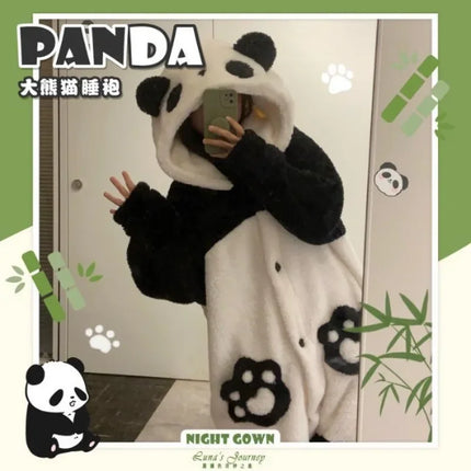 Cosplay Anime Winter Unisex The Panda Robes Costumes Cosplay Pajamas Adult Pyjamas Animal Sleepwear Jumpsuit Anime Party Clothes
