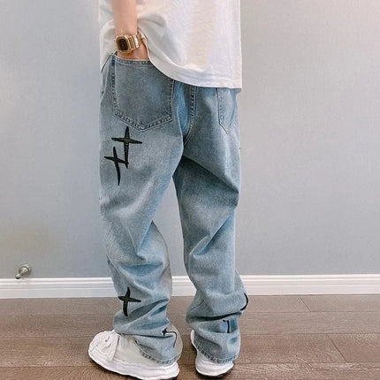 Jeans Men Wide Leg Cargo Pants Streetwear Baggy Men Korean Fashion Loose Straight Male Clothing Y2K Hip Hop Style Male Trousers PlatiNum