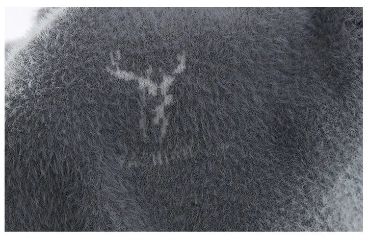 Thickened Winter Semi High Neck Knitted Sweater with Anti Pilling Splicing Men's Casual Long Sleeved Bottom Printed Pullover
