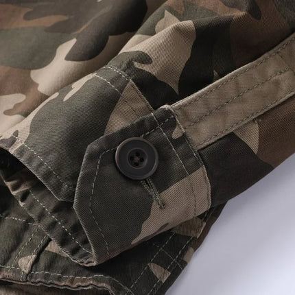 Vintage Style Men's Autumn Casual Jacket Tactical Camouflage Coat Stand Collar Outdoor Jacket Spring Outerwear
