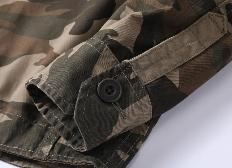 Vintage Style Men's Autumn Casual Jacket Tactical Camouflage Coat Stand Collar Outdoor Jacket Spring Outerwear