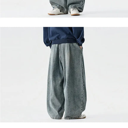 Jeans da Uomo Primaverili Stile Harajuku, Comodi e Lavati, Moda Y2K Punk Casual, Pantaloni Larghi e Leggeri