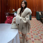 UCXQ Women Wool Coat Short Double Face Outerwear Hooded Luxury Fur Collar Cuff Loose Design Autumn 2026 New 23Z8631