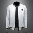 Minglu Spider Embroidery Men's Jackets High Quality Stand Collar Solid Color Sport Casual Spring Autumn Male Coats Plus Size 5XL