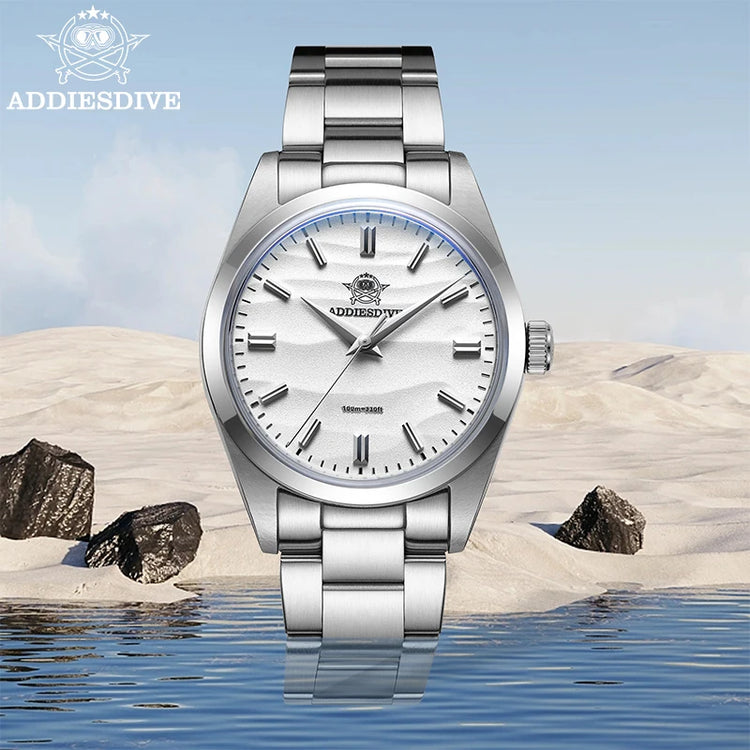 ADDIESDIVE 36mm Men Watch Without Logo AD2030 VH31 Quartz Watch 10Bar Waterproof 316L Stainless Steel Sand Dial Wristwatch New