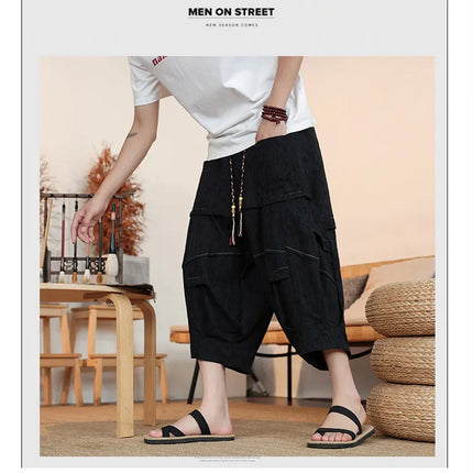 Pantaloncini Estivi da Uomo Taglie Forti in Cotone Comodi Stile Cinese Vintage Moda Casual Sportivi a Lanterna Taglie Grandi fino alla 8XL