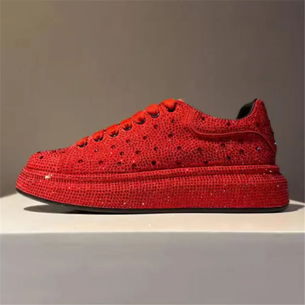 Luxury New Men Rhinestone Lace Up All Match Brand Shoes Causal Flats Loafers Sports Walking Sneakers Zapatos Hombre Vest
