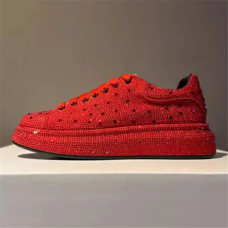 Luxury New Men Rhinestone Lace Up All Match Brand Shoes Causal Flats Loafers Sports Walking Sneakers Zapatos Hombre Vest