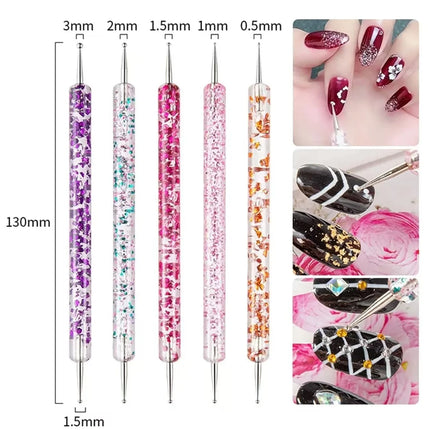 6/31Pcs Nail Art Brush Design Tip Painting Drawing Carving Dotting Pen FlatFan Liner Acrylic Gel UV Polish Nail Art Tools