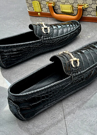 Scarpe Casual da uomo in pelle verniciata di alta qualità scarpe da guida di marca mocassini con motivo a coccodrillo maschile per scarpe basse mocassino da uomo