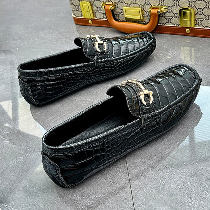 Scarpe Casual da uomo in pelle verniciata di alta qualità scarpe da guida di marca mocassini con motivo a coccodrillo maschile per scarpe basse mocassino da uomo