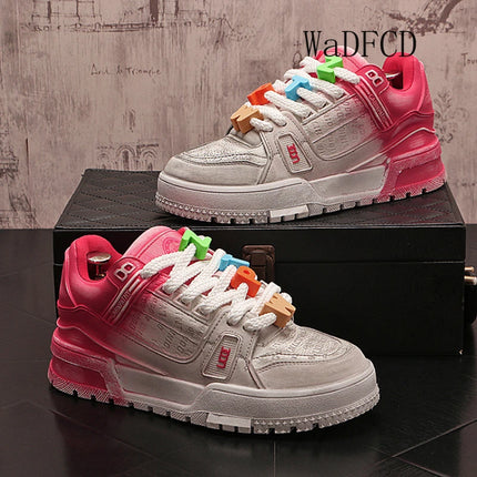 Sneakers Casual Mens Designer Bling Punk Board Shoes Fashion Split Leather Breathable Height Increased Flat Platform Sport Shoes