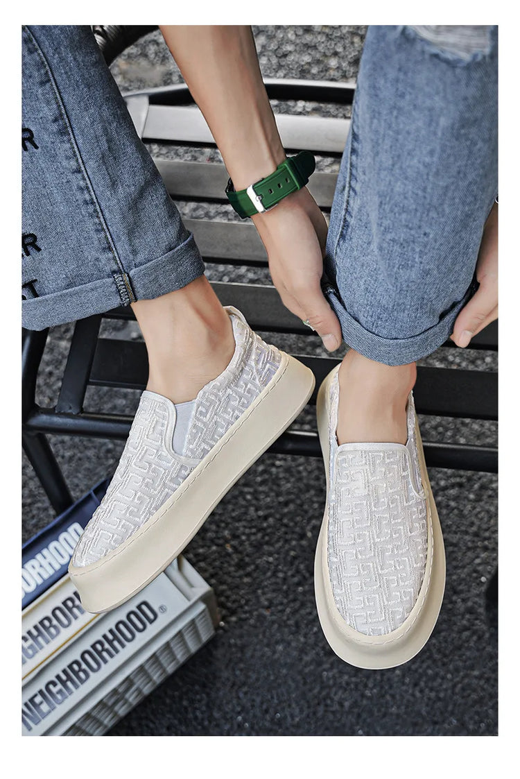 2025 Autumn New Fashion Shallow Mouth Casual Canvas Shoes for Men Breathable Comfortable Niche Design Versatile Chunky Sneakers