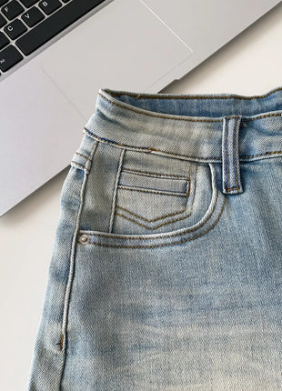 SINGREINY Pantaloncini in denim sfumato da donna, di alta qualità, estetici, casual, comodi, stile americano retrò, basici, da spiaggia