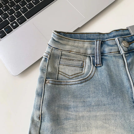 SINGREINY Women's Gradient Denim Shorts, High Quality, Aesthetic, Casual, Comfortable, American Retro Style, Basic, Beach