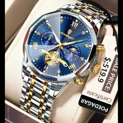 POEDAGAR Orologio da uomo di lusso Top originale impermeabile cronografo luminoso orologio da polso da uomo al quarzo in acciaio inossidabile orologi da uomo Reloj platinumshop