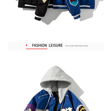 Winter Varsity Jacket Men Women Letter Badge American Baseball Jacket Street Fashion Hip Hop Coat Youth Couple Clothes Blue Red