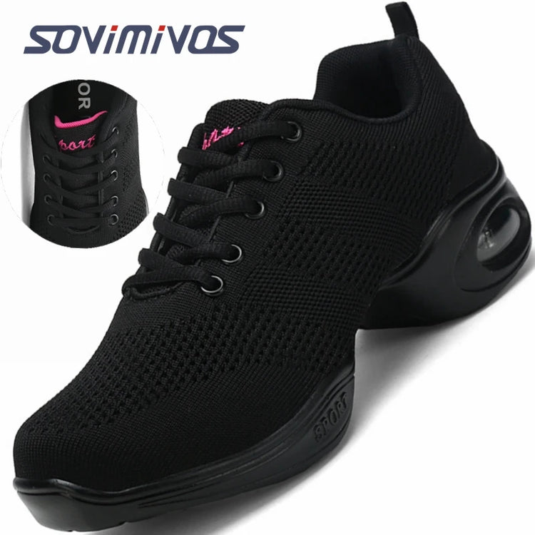 New Soft Outsole Breath Dance Shoes Women Sports Feature Dance Sneakers Jazz Hip Hop Shoes Woman Dancing Shoes Ladies Sneakers