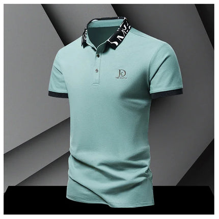 Men's fashionable summer POLO ice silk quick-drying T-shirt short-sleeved solid color loose fit business collar