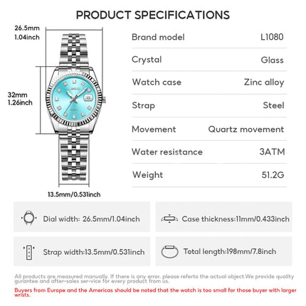 LIEBIG orologi da polso al quarzo eleganti di lusso delle migliori marche orologi automatici di moda per le donne orologio con cinturino in acciaio inossidabile Reloj Mujer platinumshop