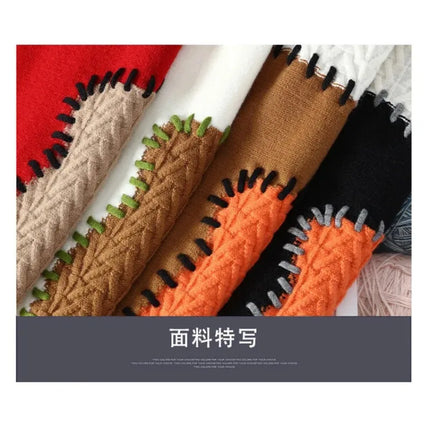 New Fashion Men O-Neck Pullovers Winter Knitted Sweaters Splicing Casual Sweaters High Quality Male Loose Pullovers Clothing 4XL