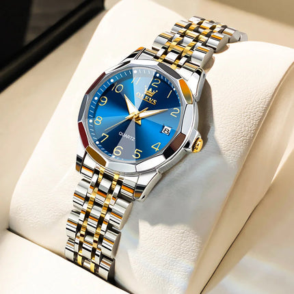 OLEVS 9931 Elegante Orologio da Donna di Lusso, Marca Originale, Movimento al Quarzo, Impermeabile, in Acciaio Inossidabile, Luminoso con Data platinumshop