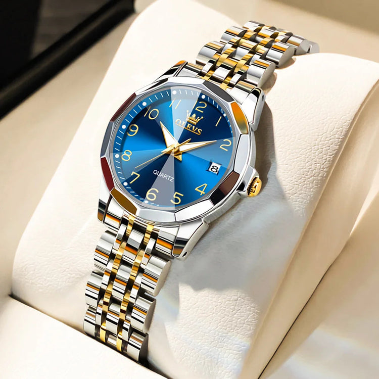OLEVS 9931 Elegante Orologio da Donna di Lusso, Marca Originale, Movimento al Quarzo, Impermeabile, in Acciaio Inossidabile, Luminoso con Data platinumshop