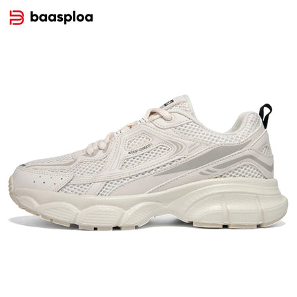 Baasploa Scarpe da corsa retrò da donna Scarpe da jogging sportive con lacci in rete da esterno Scarpe casual leggere e traspiranti antiscivolo da donna