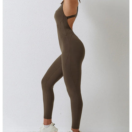 Jumpsuit Gym Set Romper Backless Fitness Bodysuit Siamese Sportswear Women Jumpsuit Buttery-Soft One-piece Playsuit Yoga Suit PlatiNum