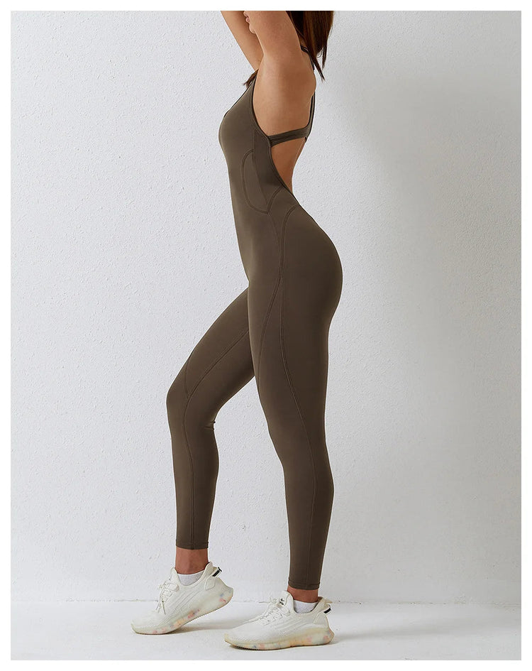 Jumpsuit Gym Set Romper Backless Fitness Bodysuit Siamese Sportswear Women Jumpsuit Buttery-Soft One-piece Playsuit Yoga Suit PlatiNum