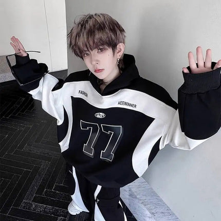 LUZHEN Street Wear Sports Two-piece Sets Men's Fashion Autumn 2025 New Color Contrast Splicing Loose Casual Pants Hoodies JY3686 PlatiNum