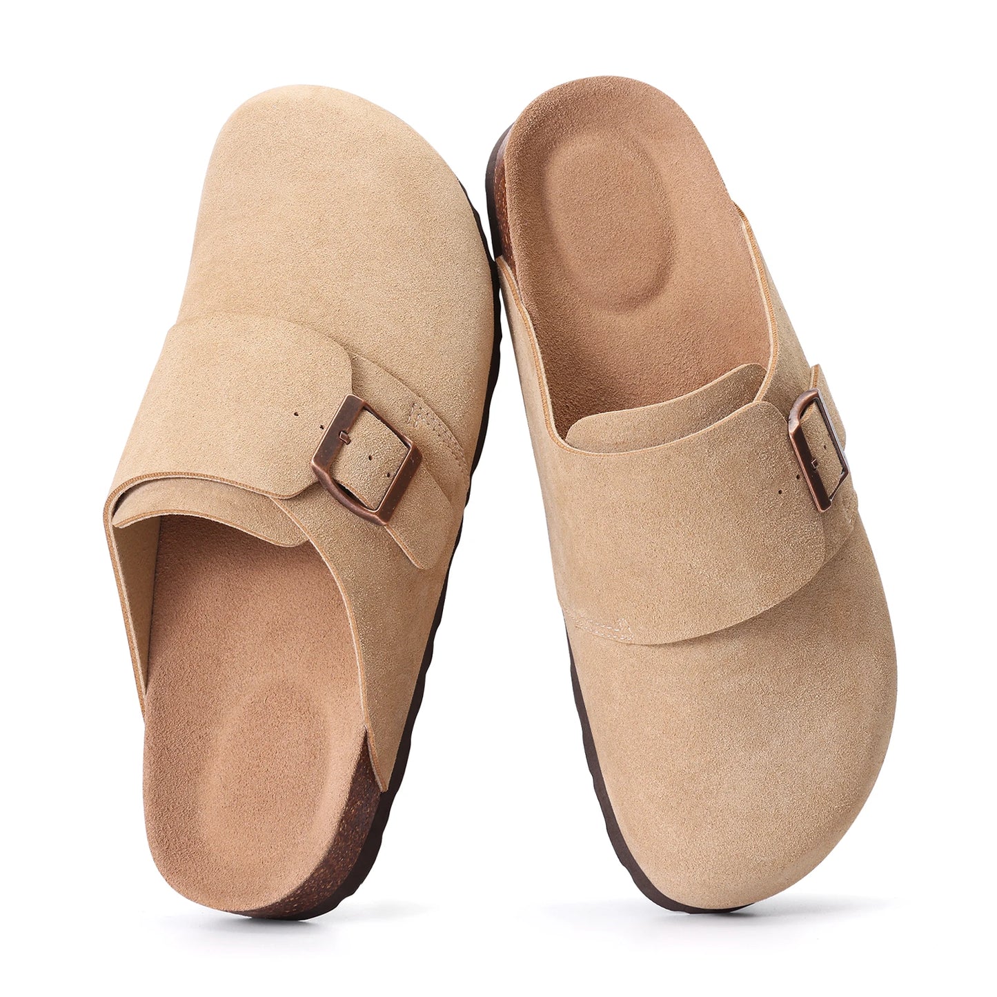 Eyriphy New Women Open Toe Leopard Slides With Adjustable Buckle Classic Flat Sandals Casual Cork Footbed Women's Slippers