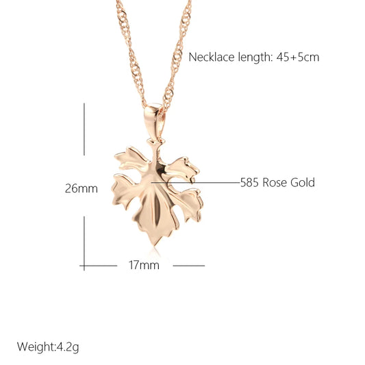 Kinel Collana con ciondolo a foglia da donna di nuova tendenza Moda 585 Colore oro rosa Gioielli creativi in metallo Collana quotidiana romantica unica