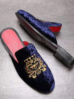 Pantofole antiusura in pelle da uomo Mocassini slip-on in velluto Scarpe da mulo alla moda
