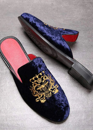 Pantofole antiusura in pelle da uomo Mocassini slip-on in velluto Scarpe da mulo alla moda