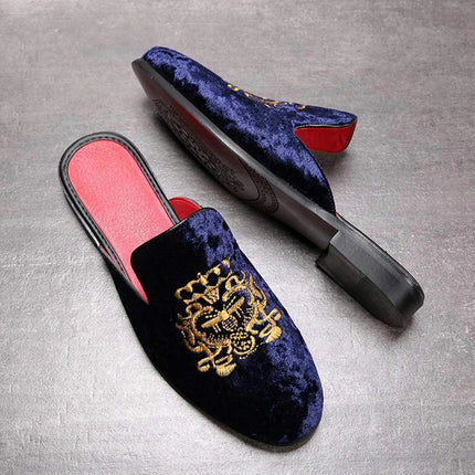 Pantofole antiusura in pelle da uomo Mocassini slip-on in velluto Scarpe da mulo alla moda
