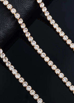 Sparkly Cubic Zirconia Tennis Necklace for Women Rhinestone Choker Minimalist Crystal Chain Stainless Steel Jewelry Accessories PlatiNum