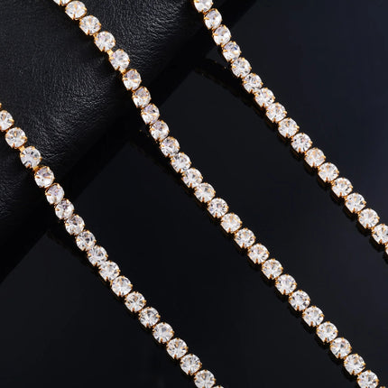 Sparkly Cubic Zirconia Tennis Necklace for Women Rhinestone Choker Minimalist Crystal Chain Stainless Steel Jewelry Accessories PlatiNum