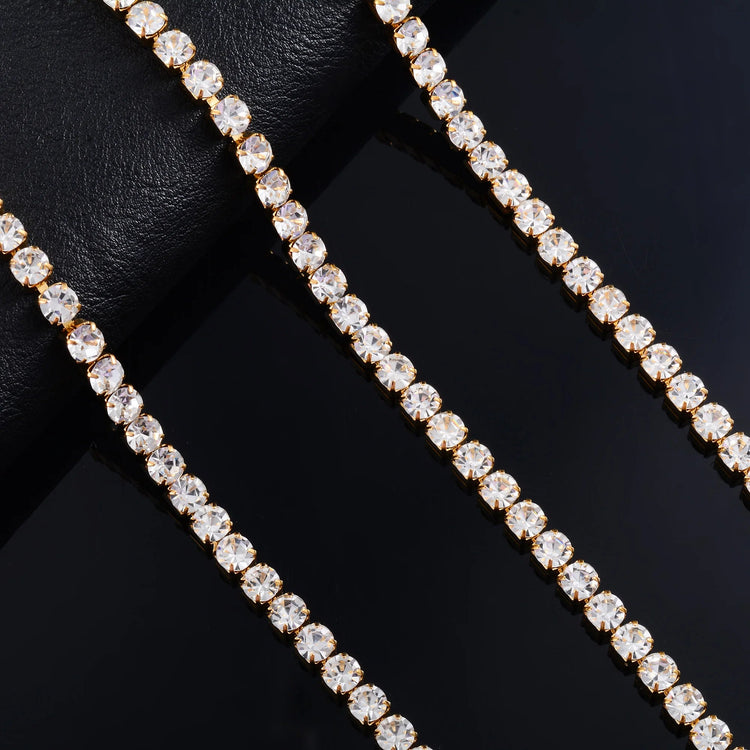 Sparkly Cubic Zirconia Tennis Necklace for Women Rhinestone Choker Minimalist Crystal Chain Stainless Steel Jewelry Accessories PlatiNum