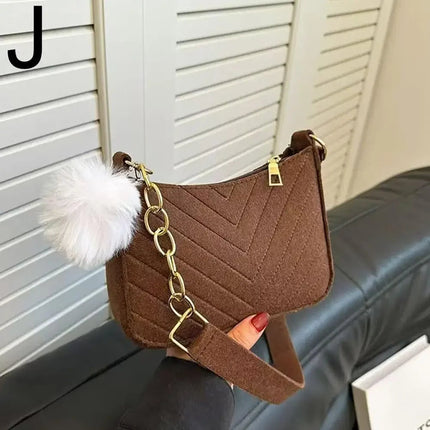 Mini Women Shoulder Bags Fashion Felt Women's Bag Design Advanced Underarm Handbags Mini Saddle Bag PlatiNum