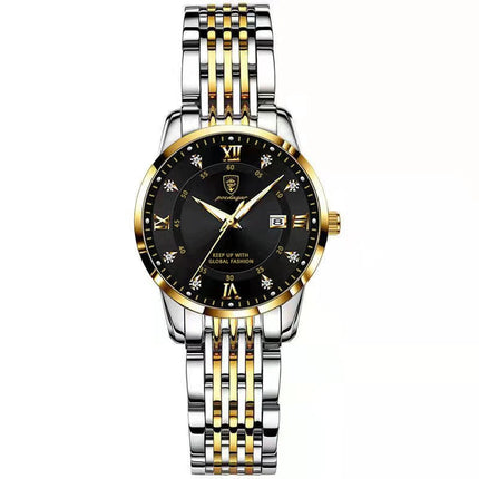 POEDAGAR Orologio da donna di lusso Orologio da donna impermeabile in acciaio inossidabile con data luminosa Orologi al quarzo da donna semplici e casual alla moda platinumshop