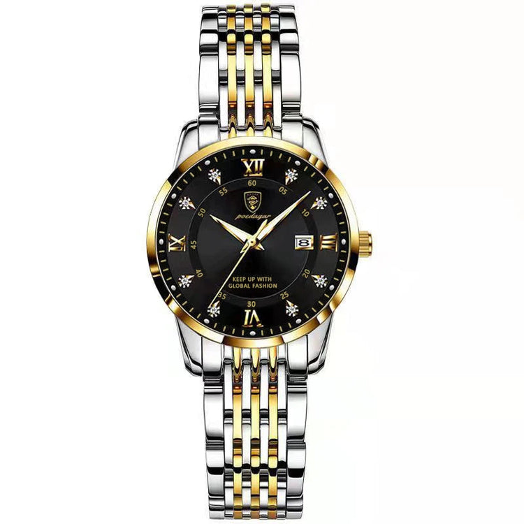 POEDAGAR Orologio da donna di lusso Orologio da donna impermeabile in acciaio inossidabile con data luminosa Orologi al quarzo da donna semplici e casual alla moda platinumshop