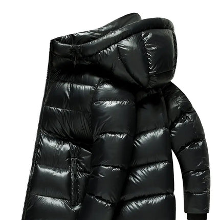 New national standard 90% down winter thickened down jacket, glossy hooded bread jacket, youth down jacket for men's wear