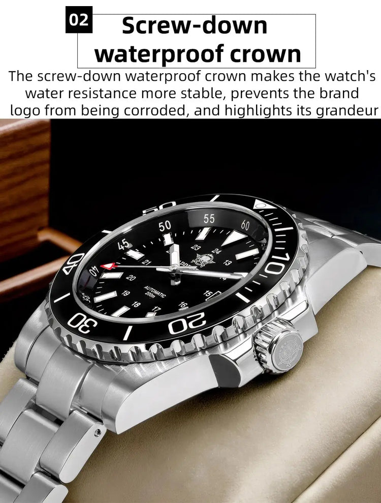 ADDIESDIVE Men's Watch 8215 Mechanical Sapphire Luminous Diving Watch 200m Ceramic Bezel Automatic Watch Clock Gift Watch AD2504