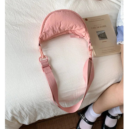 Simple Design Women's Messenger Bag Fashion Ladies Nylon Hobos Small Shoulder Bags Vintage Female Girls Purse Cloth Handbags PlatiNum